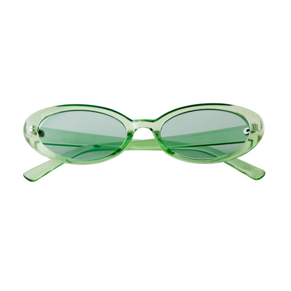 NWT 90s Retro Oval Sunglasses Green Small Frame Y2K Vintage Rave Festival
